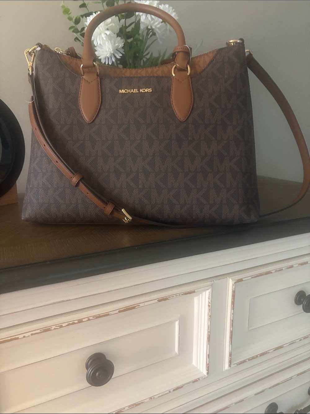 Michael Kors Brown and Tan Signature Logo Tote